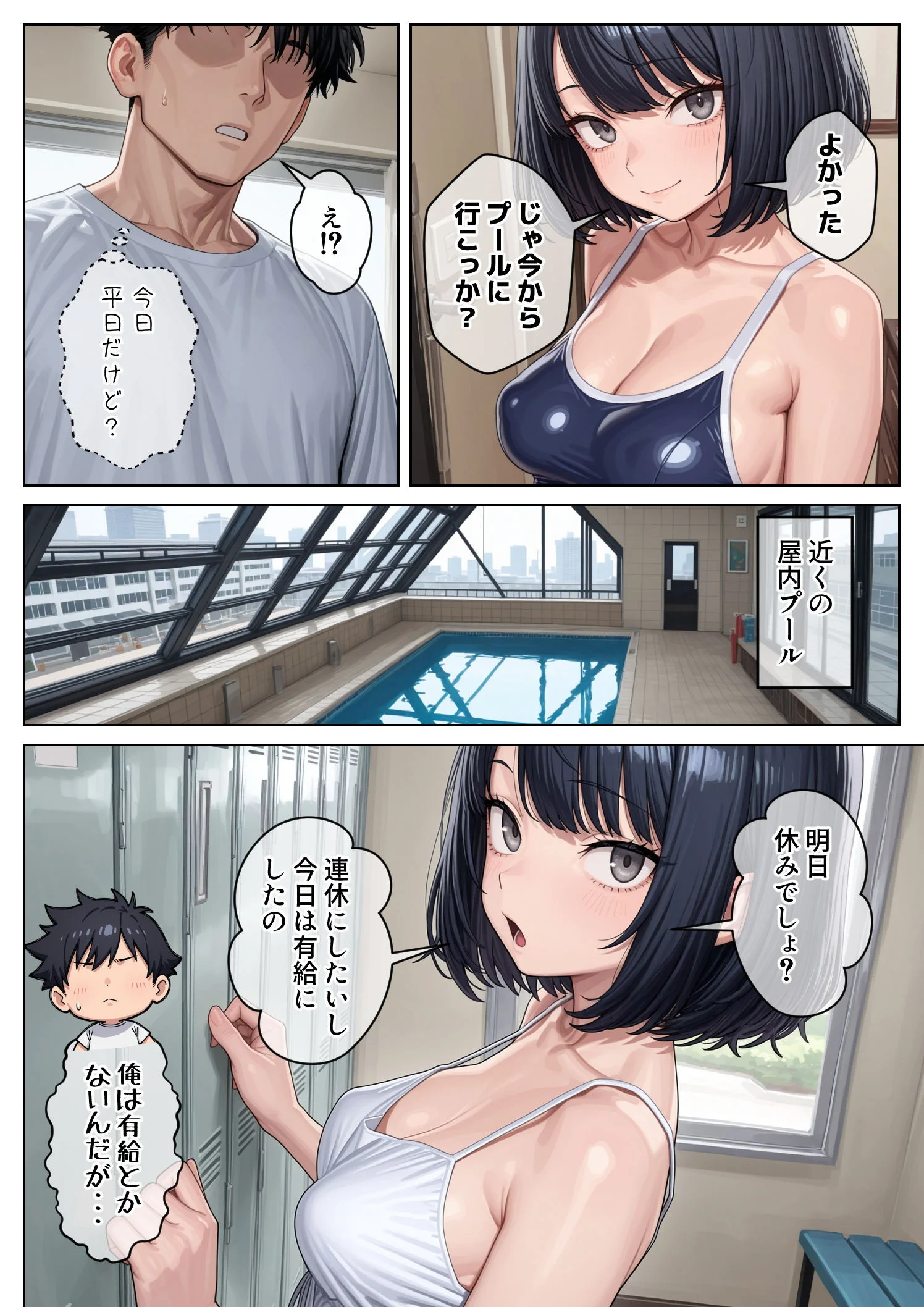 クール系妹（26）との同棲生活2 〜合理的な身体的メンテナンス〜 OL・巨乳・競泳・スクール水着 サンプル23ページ目（パルテノンの宴）