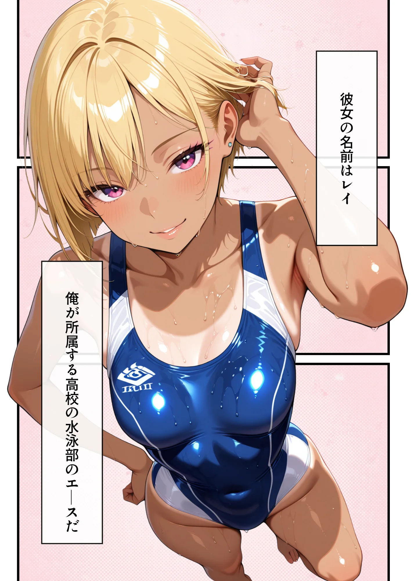 水泳部の金髪ギャルエースがオナニー中毒の変態だったのでセックスする話 辱め・学園もの・ギャル サンプル1ページ目（しゅんぽ出版）