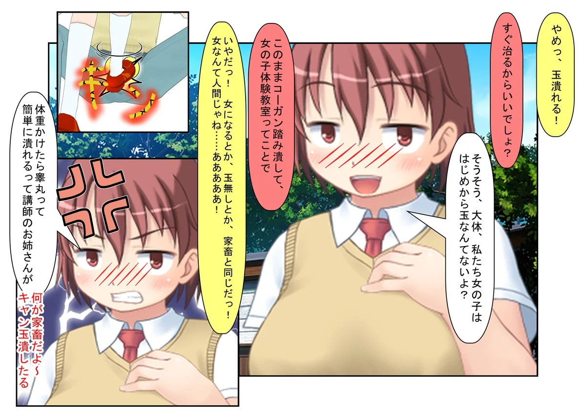 『ぽっちゃり女子の金的リベンジ』太目であることをからかわれていた女子たちがイキり男子に復讐のキ〇タマ潰し！【金的・金的嘲笑】 辱め・ノベル・巨乳 サンプル2ページ目（うさロボ屋）