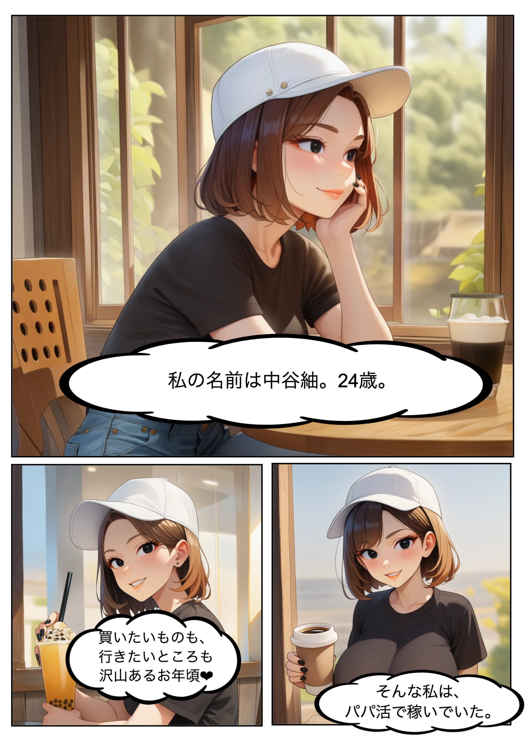 パパ活女子・中谷紬（24）がキモおじのデカチンに沼るまでの話。 ギャル・巨乳・アナル サンプル2ページ目（れっさーぱんだ。）