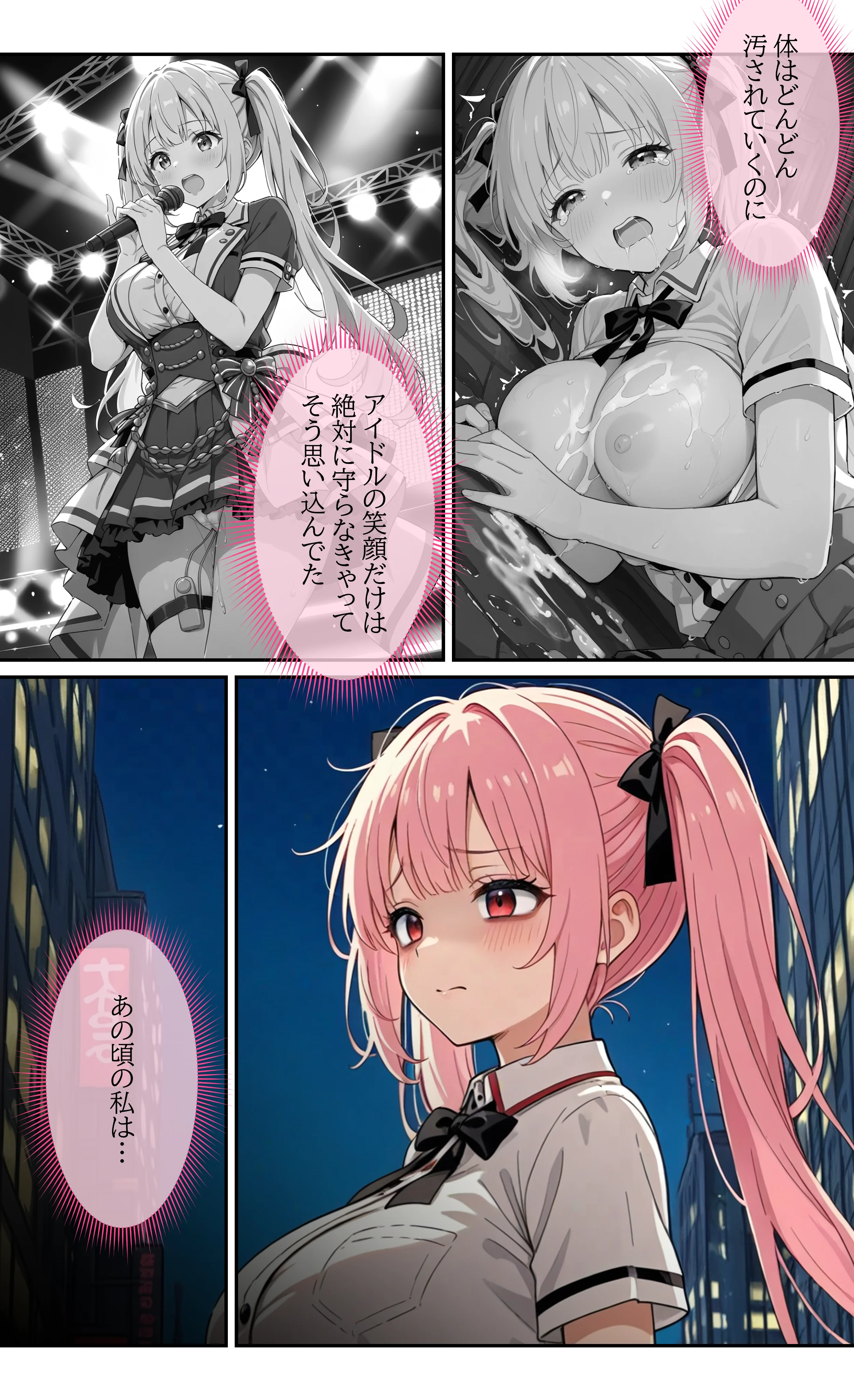 デビューは悪夢のはじまり13 〜アイコちゃんと絶頂卒業式！堕落したアイドルの公開陵●ライブ編〜 辱め・野外・露出・アイドル・芸能人 サンプル2ページ目（モコヤツ）