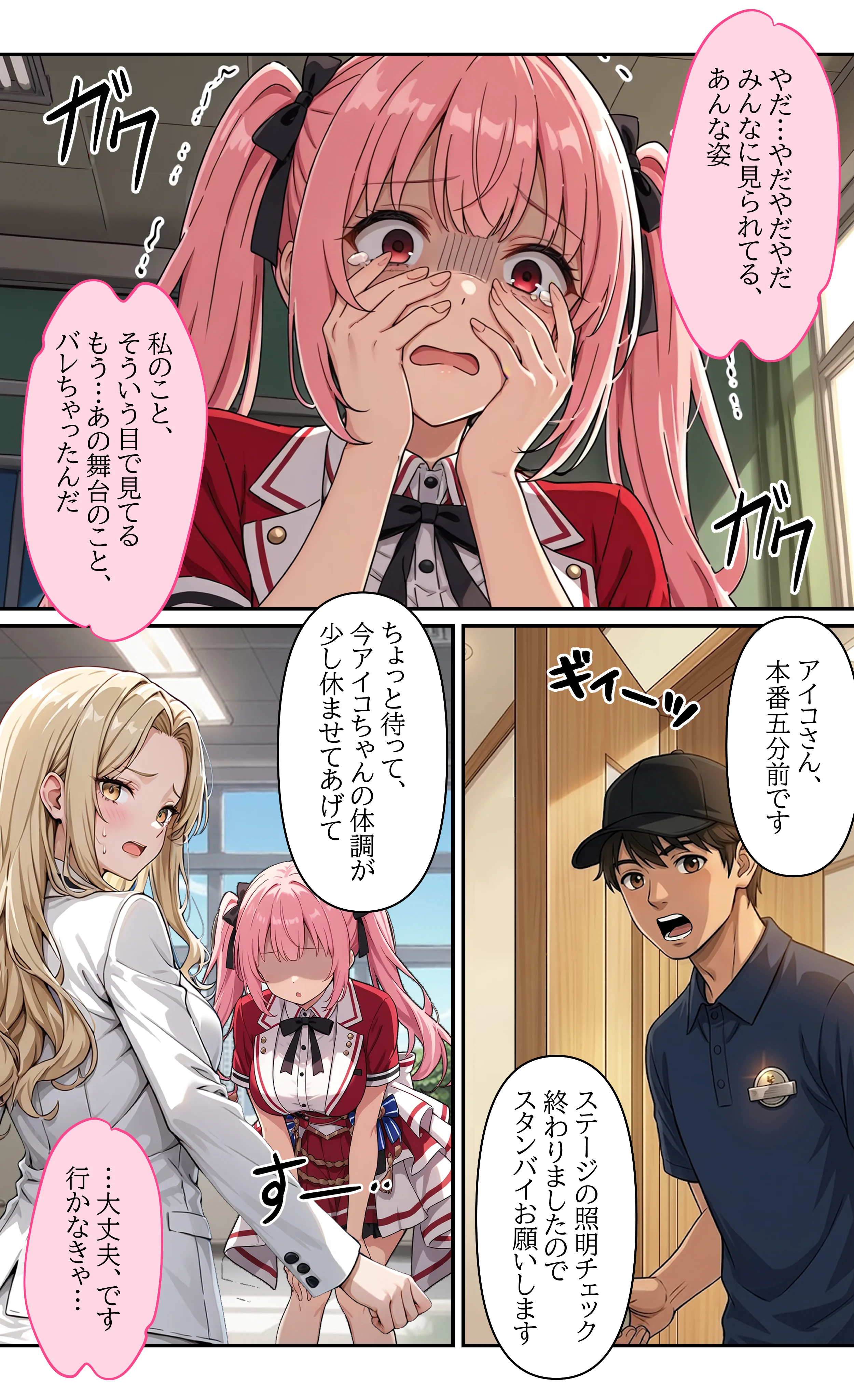 デビューは悪夢のはじまり13 〜アイコちゃんと絶頂卒業式！堕落したアイドルの公開陵●ライブ編〜 辱め・野外・露出・アイドル・芸能人 サンプル5ページ目（モコヤツ）