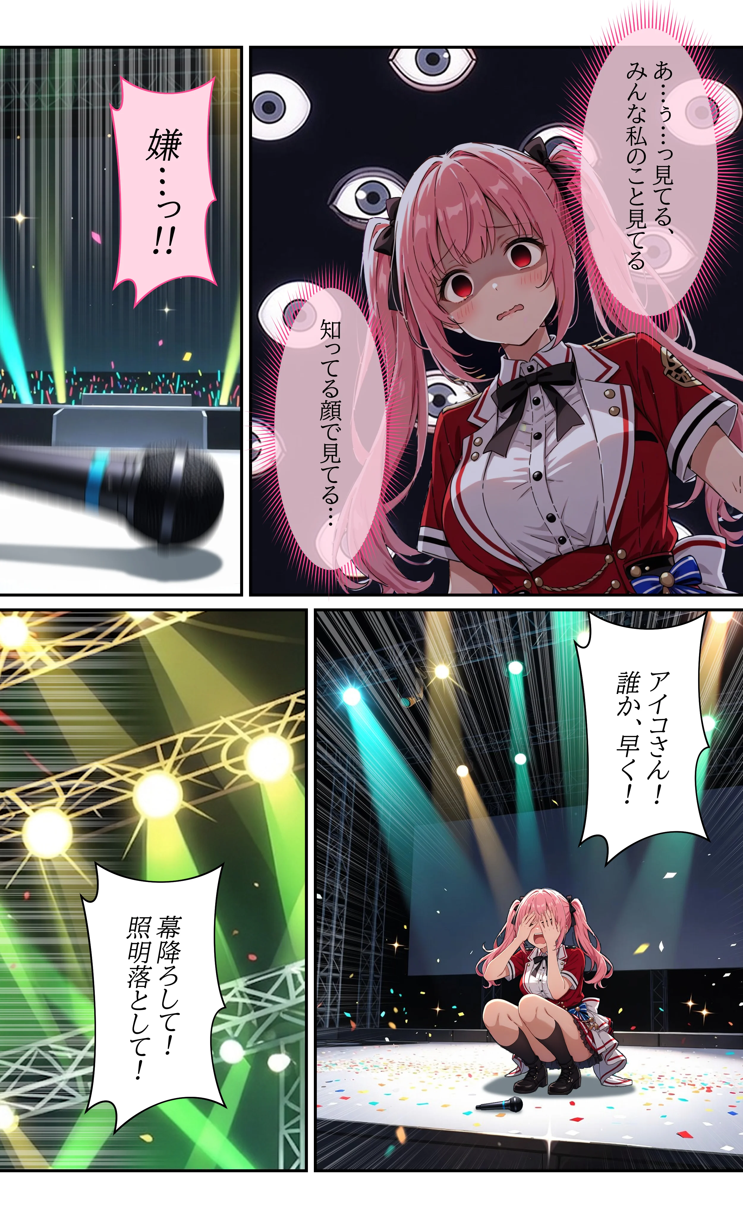 デビューは悪夢のはじまり13 〜アイコちゃんと絶頂卒業式！堕落したアイドルの公開陵●ライブ編〜 辱め・野外・露出・アイドル・芸能人 サンプル8ページ目（モコヤツ）
