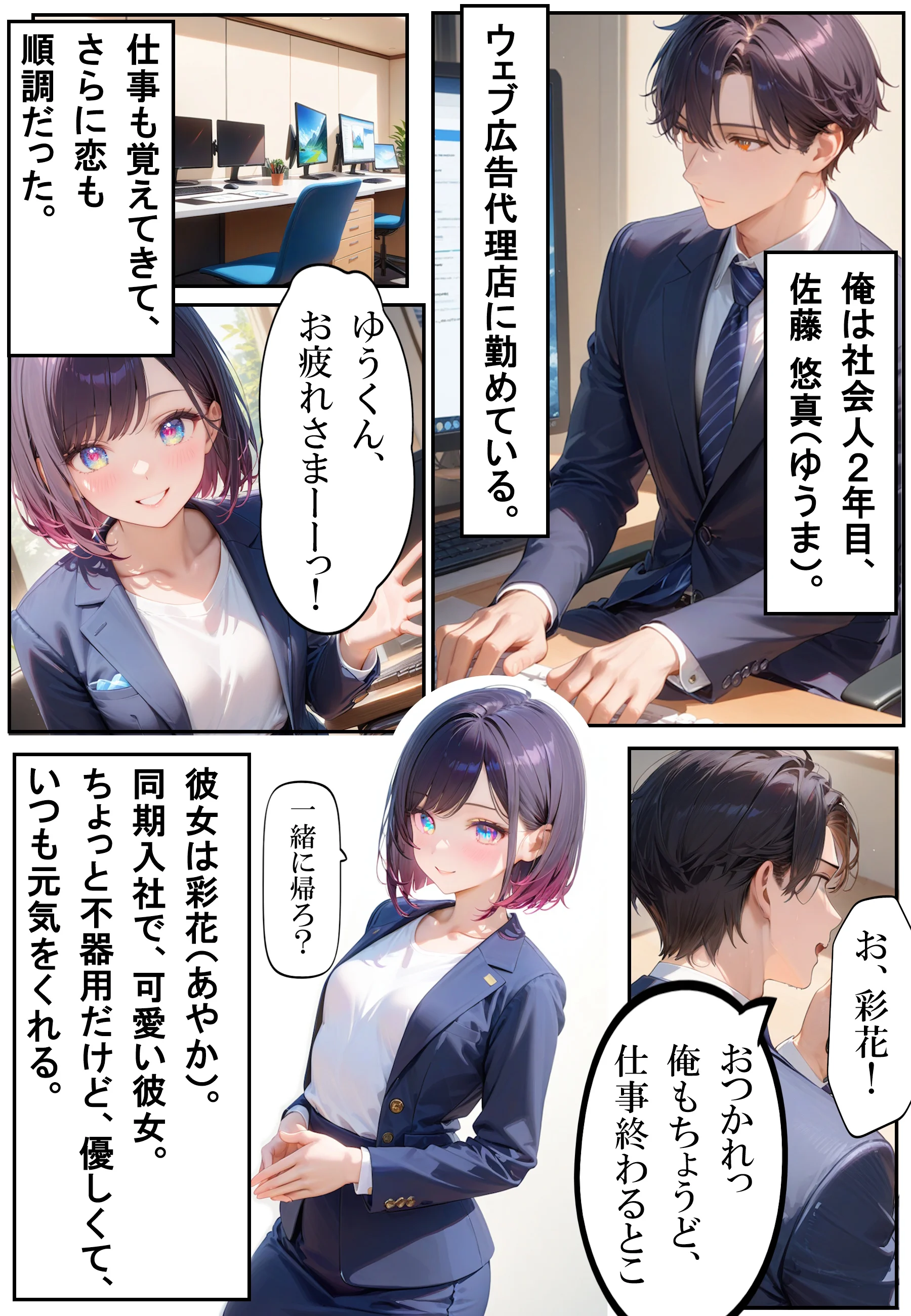 社内恋愛中の俺、ギャル先輩の残業NTRにまんまと堕ちました OL・巨乳・寝取り・寝取られ・NTR サンプル2ページ目（AIpril Fool）