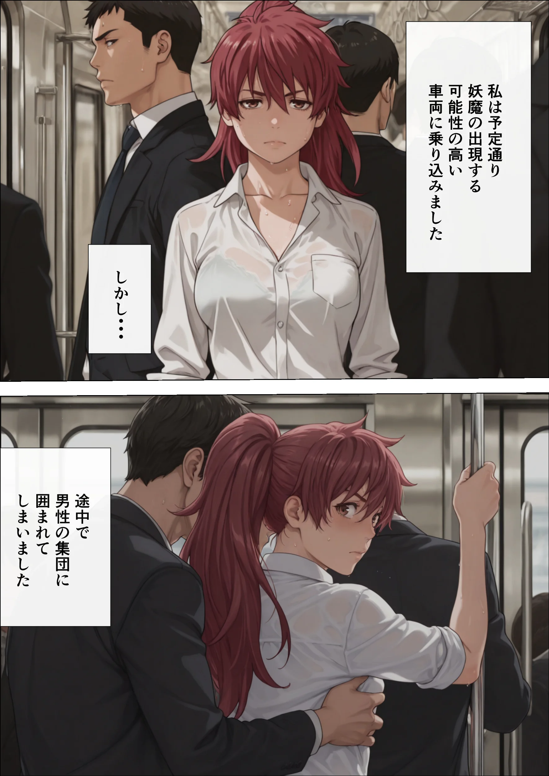 退魔士ライカ  淫獄の満員電車  PART2  巨乳美女退魔士は任務のため媚薬に火照る体を抱え囮捜査を行う 辱め・羞恥・巨乳 サンプル9ページ目（エレクトライカ）