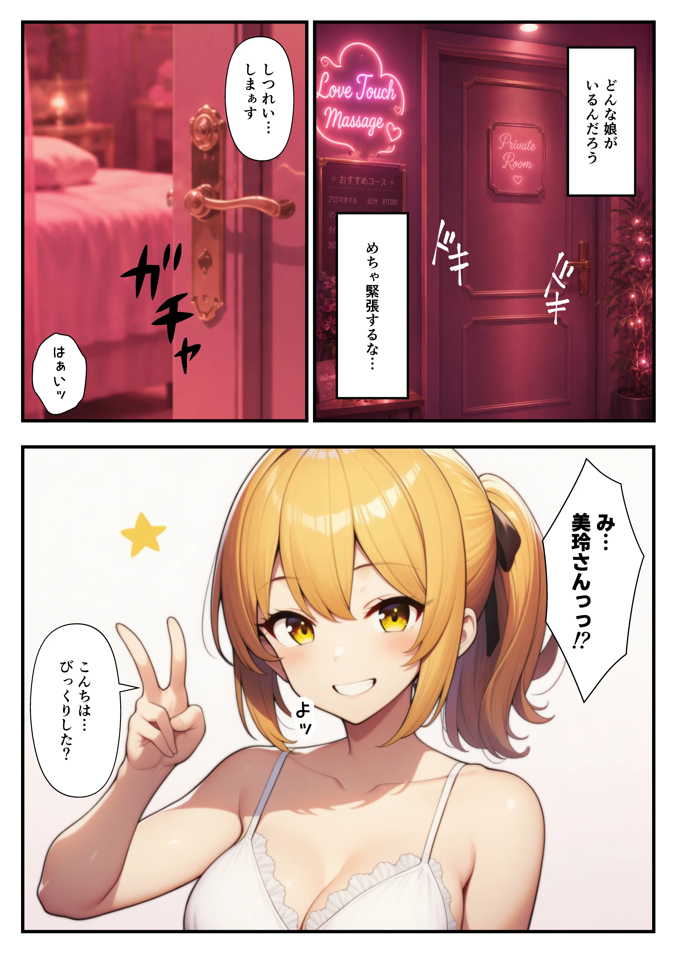 陰キャ男がマッサージ姉妹にメンエス店で裏オプ希望で姉妹丼達成 水着・フェラ・3P・4P サンプル6ページ目（ヌキどころ）