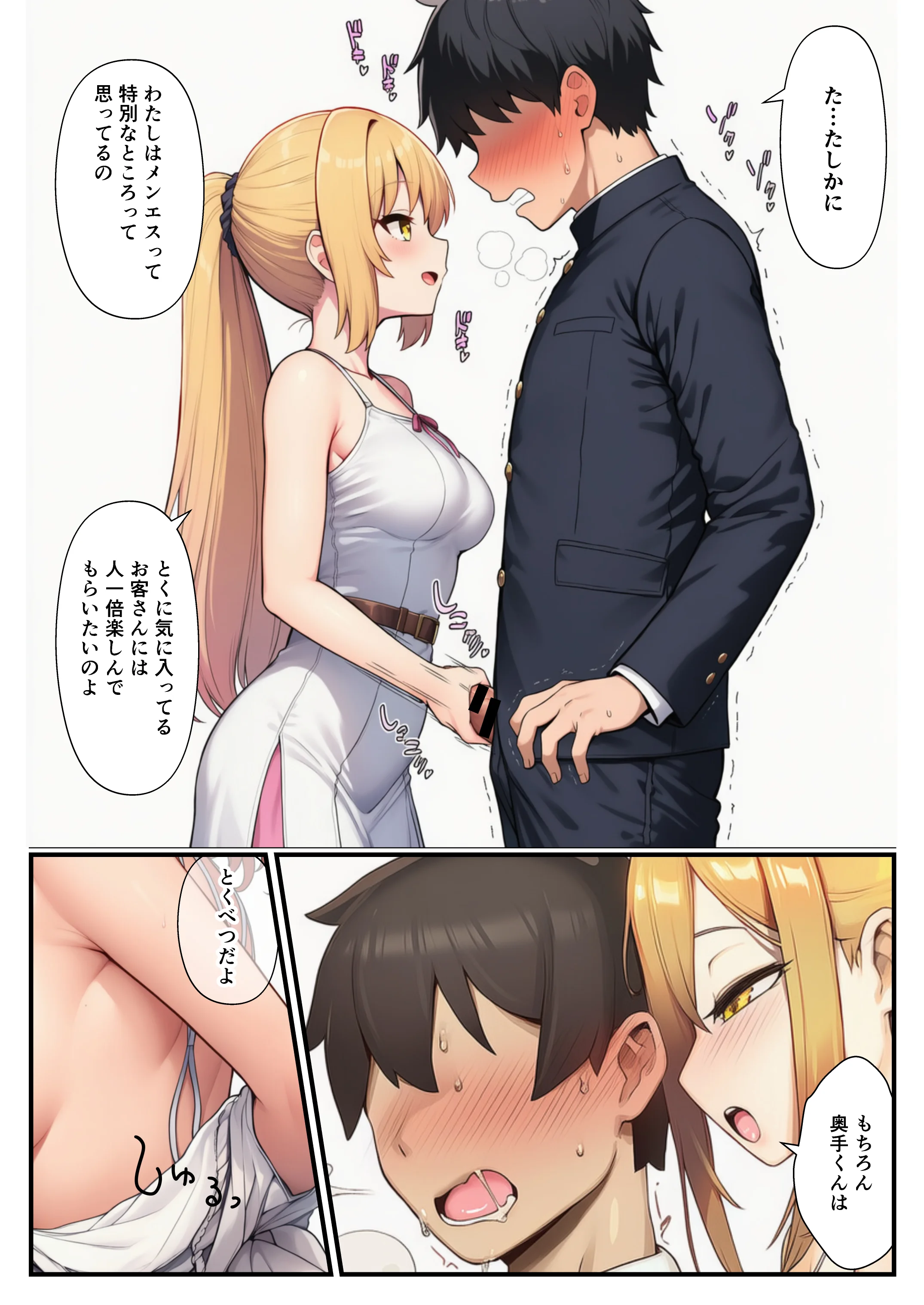 陰キャ男がマッサージ姉妹にメンエス店で裏オプ希望で姉妹丼達成 水着・フェラ・3P・4P サンプル13ページ目（ヌキどころ）