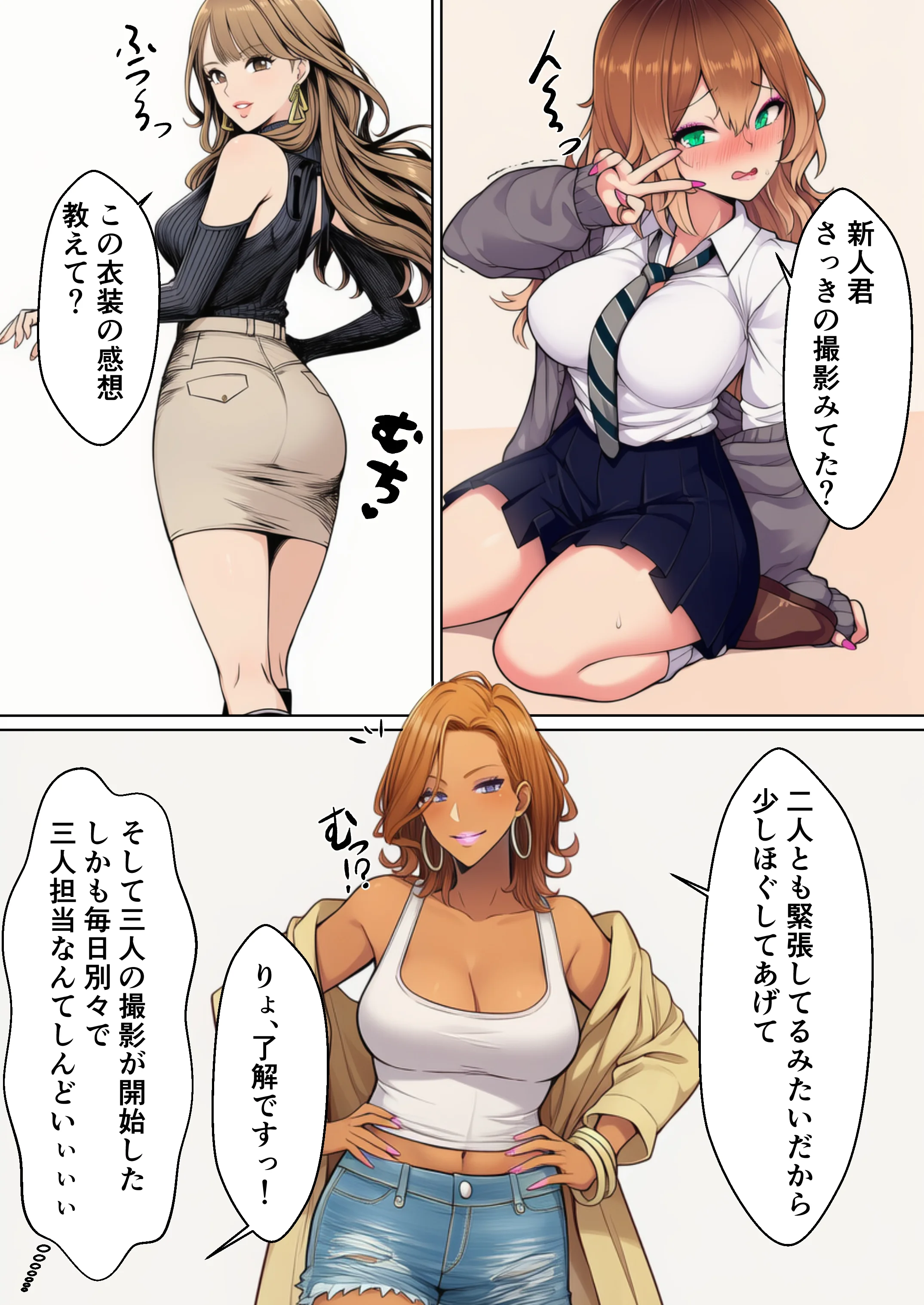ギャル専門撮影スタジオの新人ADになった俺、撮影後に白ギャル・姉ギャル・ギャルママに性接待させられる 制服・ギャル・巨乳 サンプル7ページ目（絵師たか）
