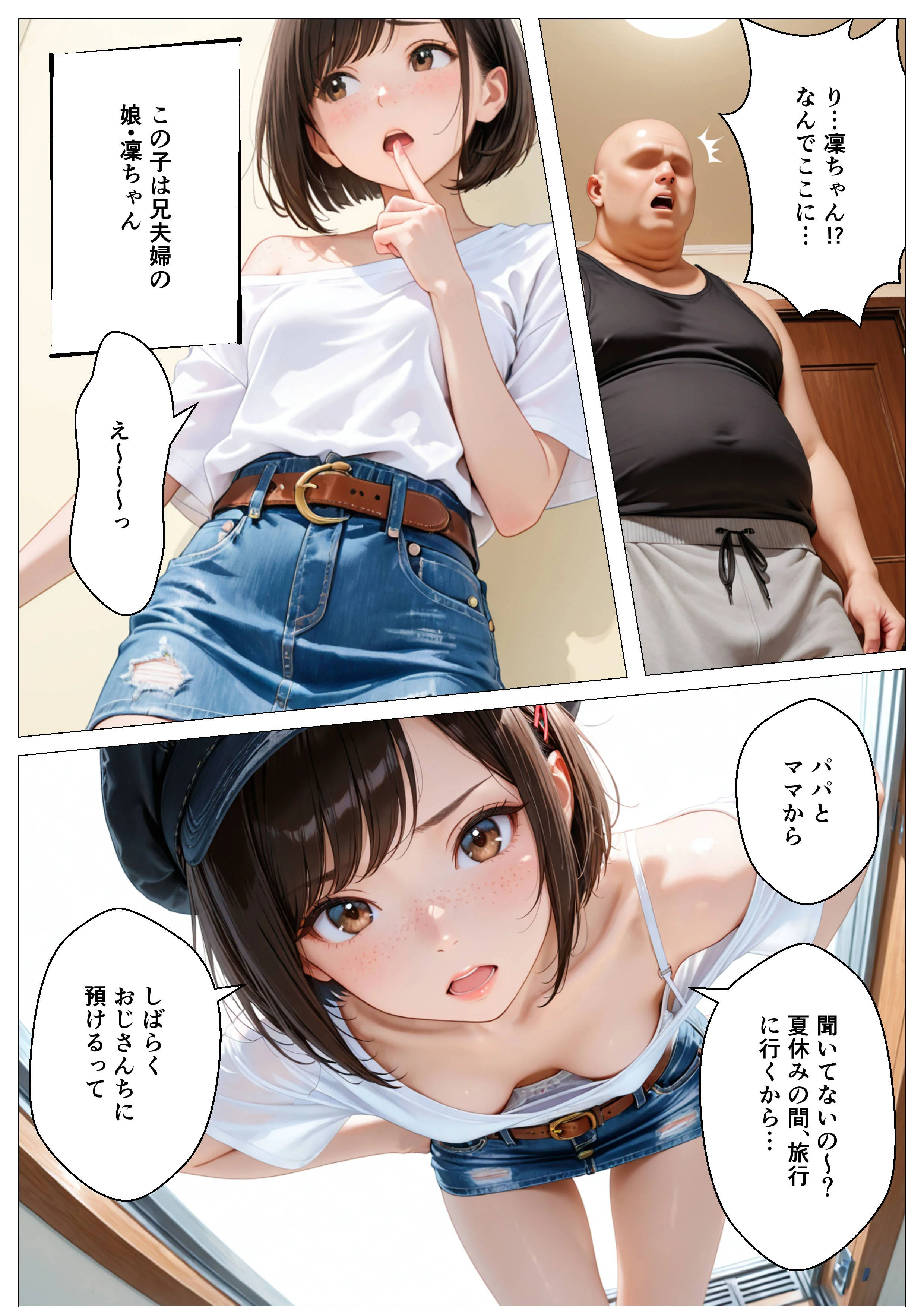 パンチラで誘惑してくるクソ生意気なそばかす姪っ子の弱みを握り調教した話 辱め・痴女・中出し サンプル2ページ目（オナット製造）