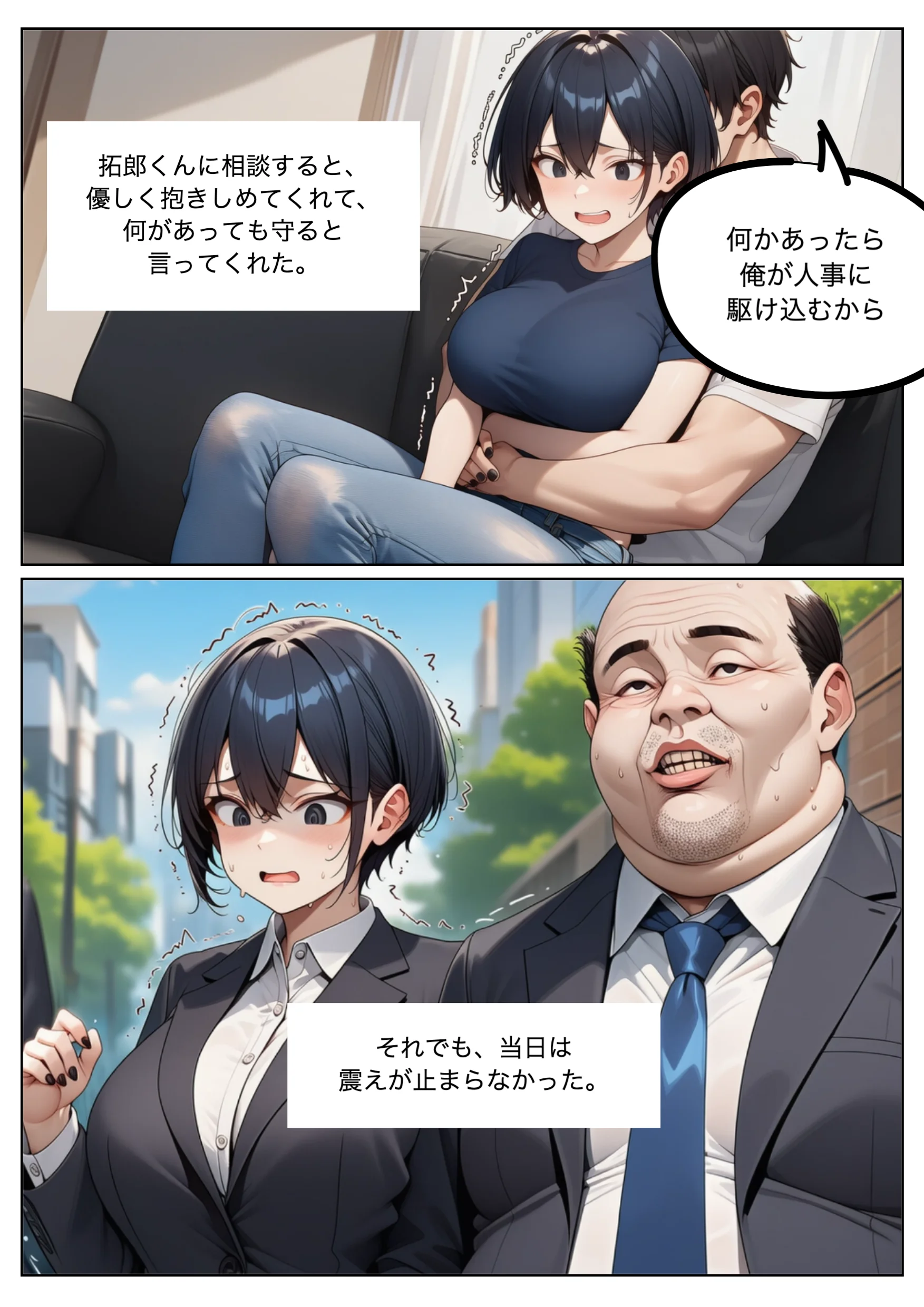 新卒女子・中島碧（22）、キモデブ上司に寝取られる。 巨乳・寝取り・寝取られ・NTR・フェラ サンプル10ページ目（れっさーぱんだ。）