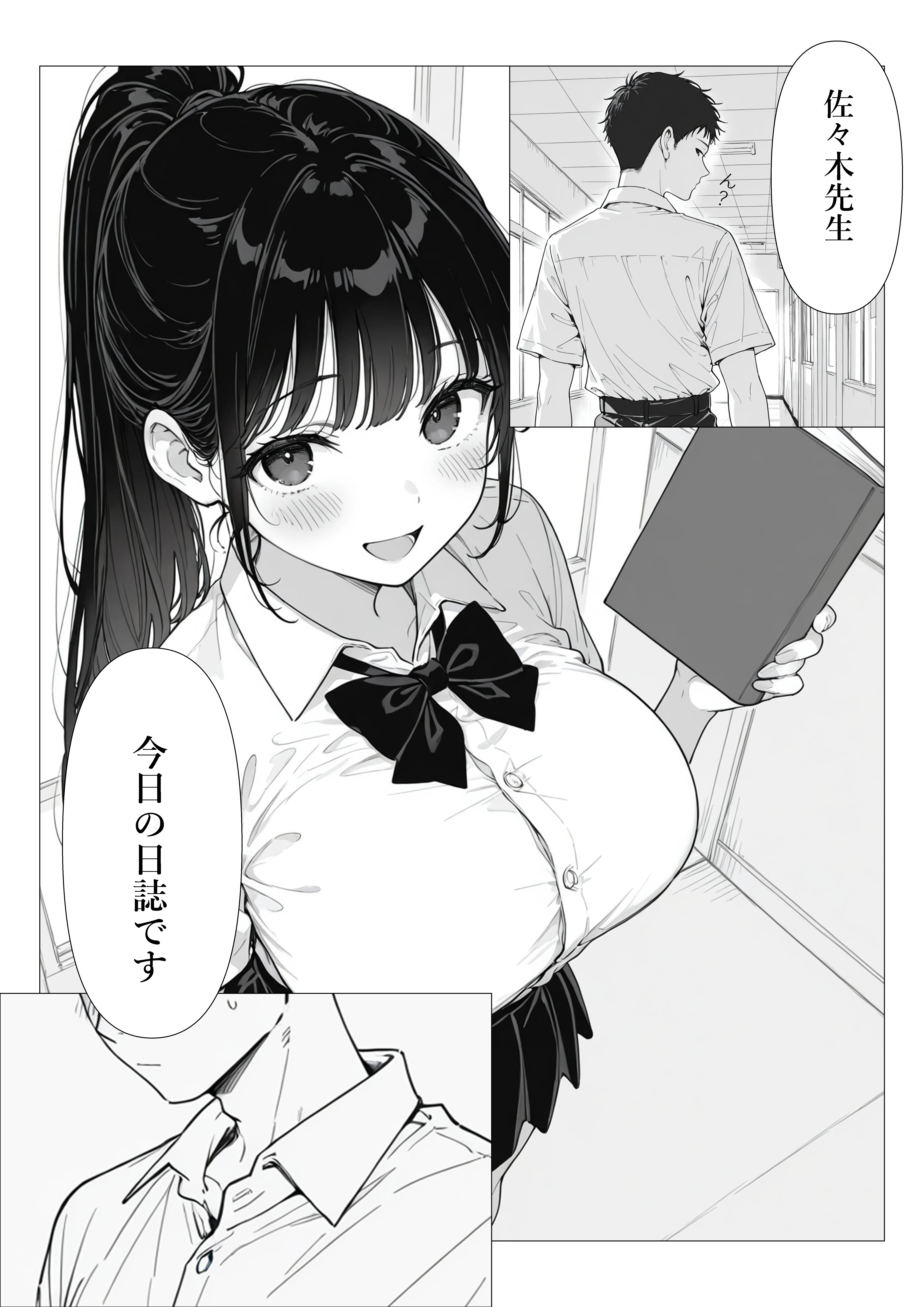 担任の生徒（黒髪清楚爆乳）助けたらお礼に搾精されまくった話 制服・学園もの・巨乳 サンプル1ページ目（ぷにぱんまん）