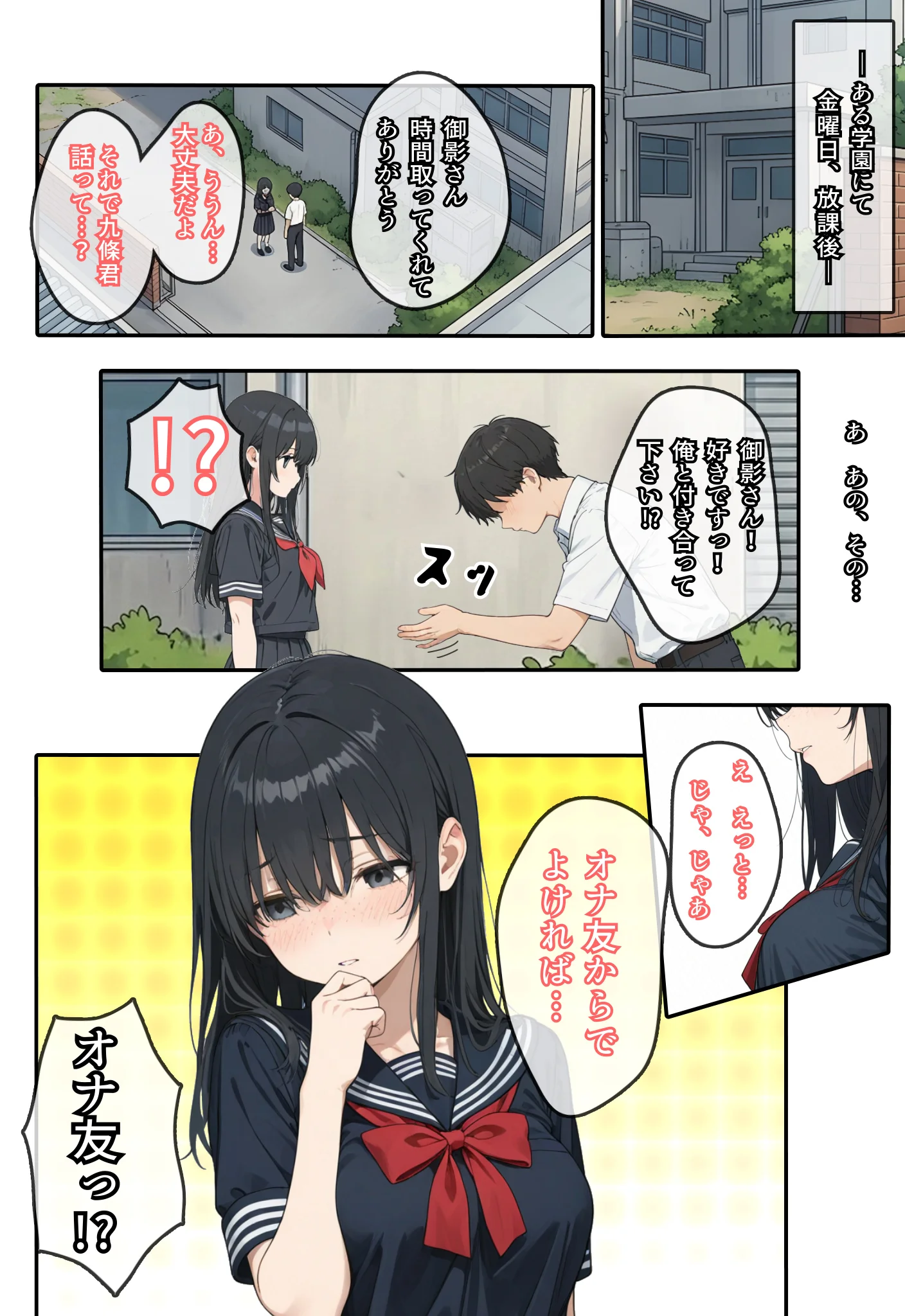 まずはオナ友から・・・ 制服・巨乳・中出し サンプル3ページ目（虹色演算子 - Nizy）