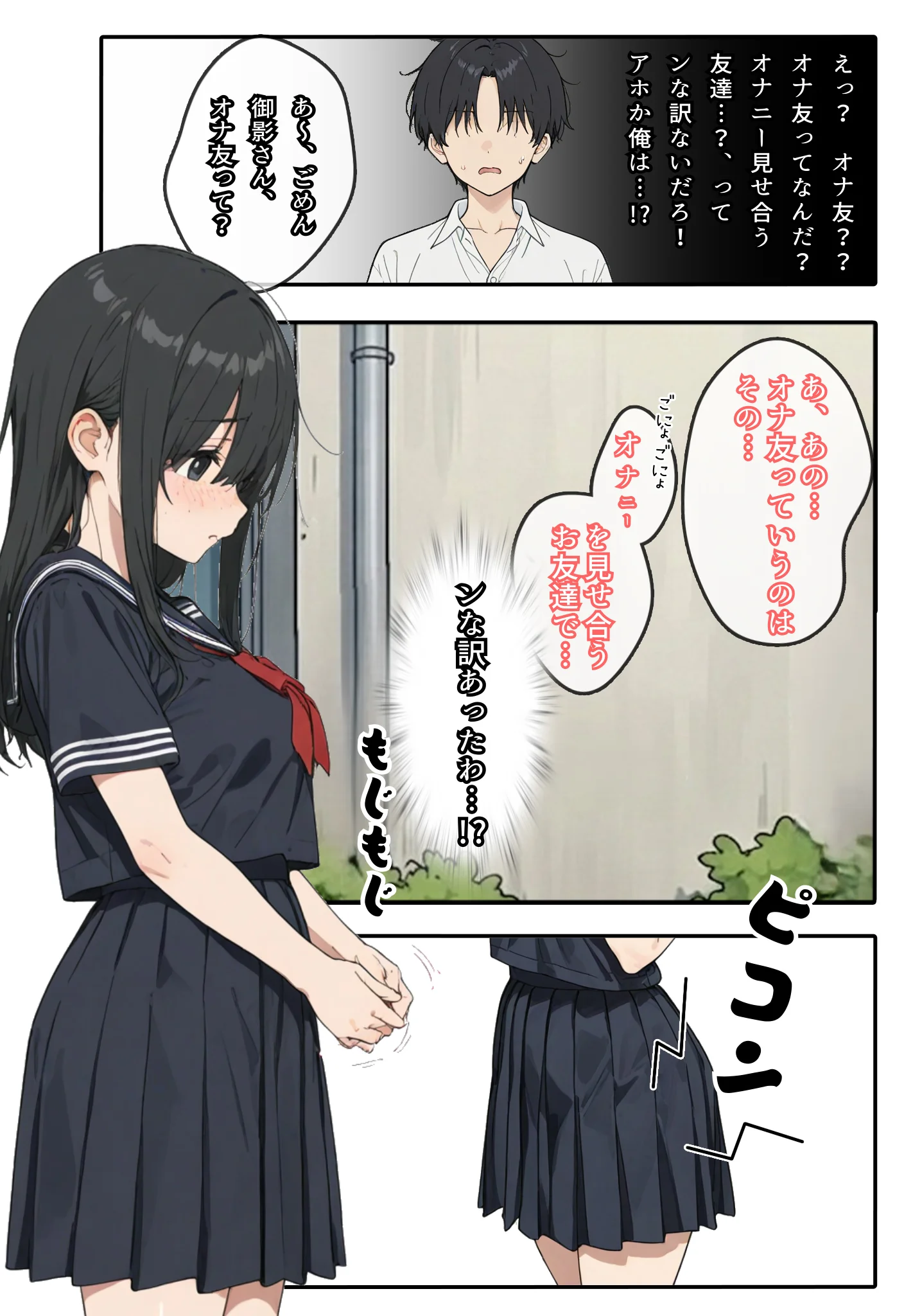 まずはオナ友から・・・ 制服・巨乳・中出し サンプル4ページ目（虹色演算子 - Nizy）
