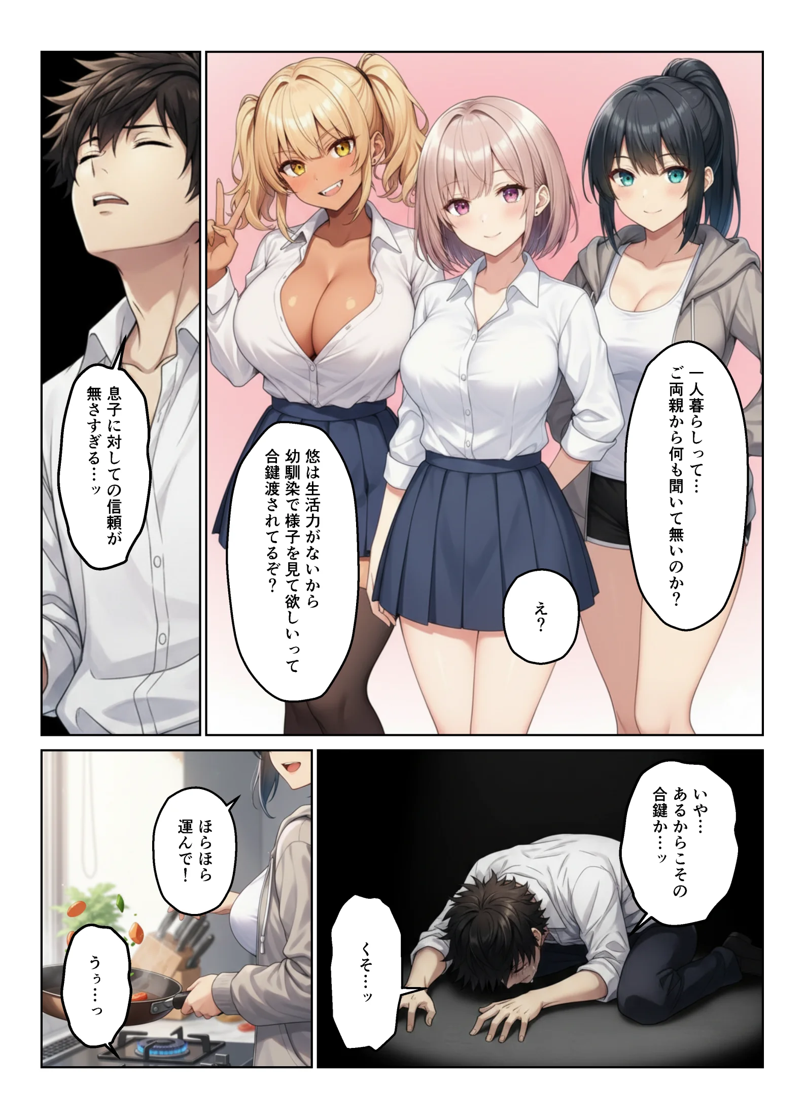 ギャル×幼馴染とハーレムになりました 制服・ギャル・幼なじみ サンプル7ページ目（ヌキっぱなし）