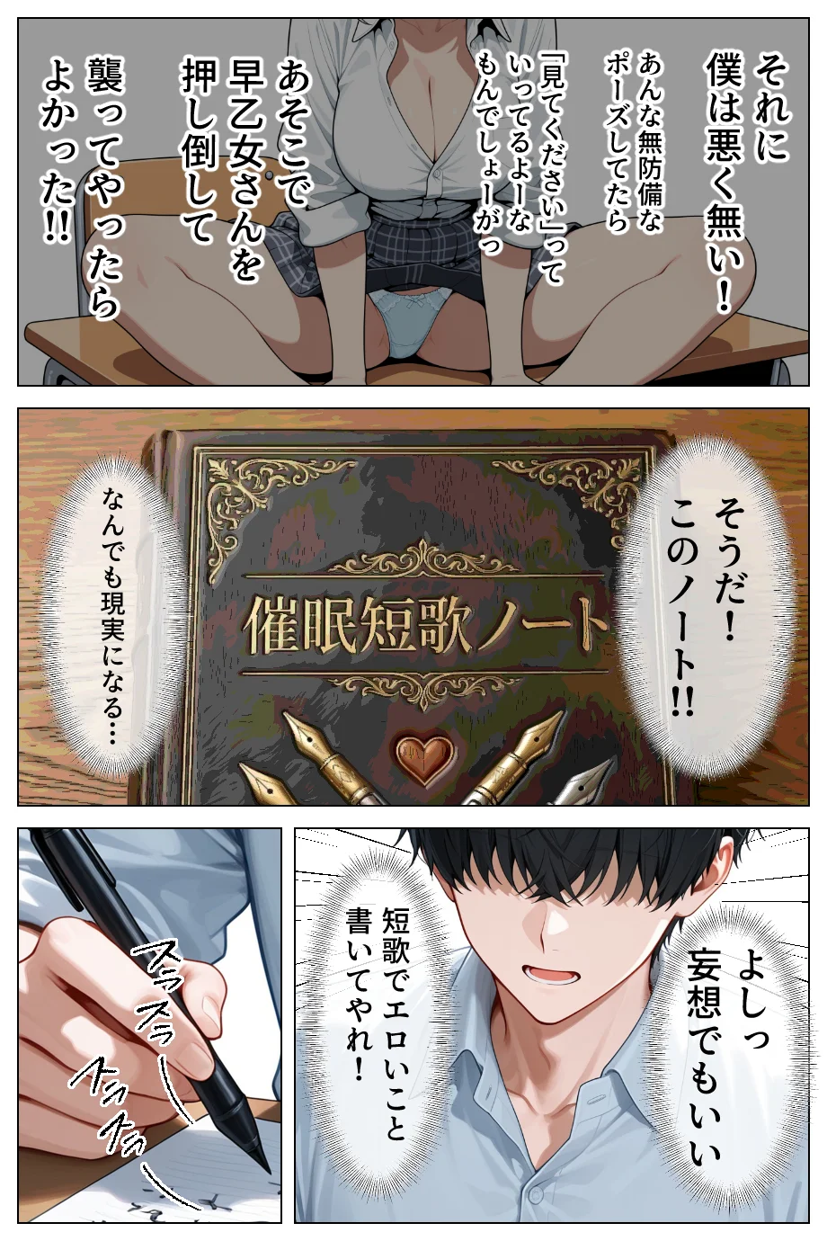 童貞の僕が催●ノートで一軍ギャルと3P？？絶頂生ハメSEXした話 制服・お嬢様・令嬢・学園もの サンプル12ページ目（あふれだすにじる）