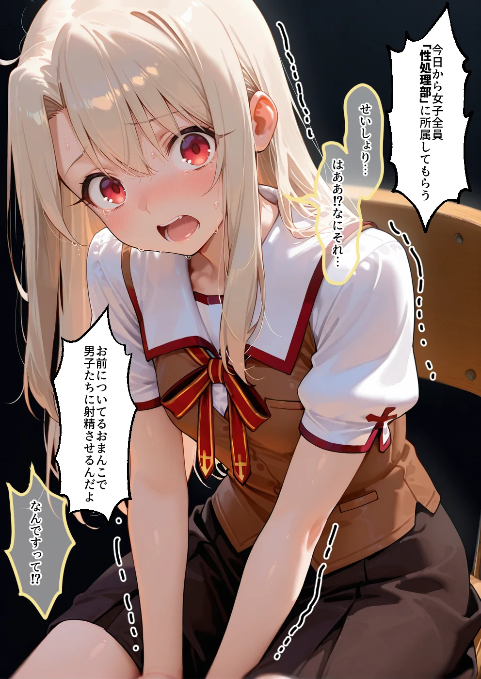 S○Xしないと即退学？ 今日から全員強●性処理部（はーと）中出しでご奉仕ポイント大量GET快楽堕ち凌●学園  フェ〇ト編 辱め・制服・学園もの サンプル7ページ目（えちち工房）
