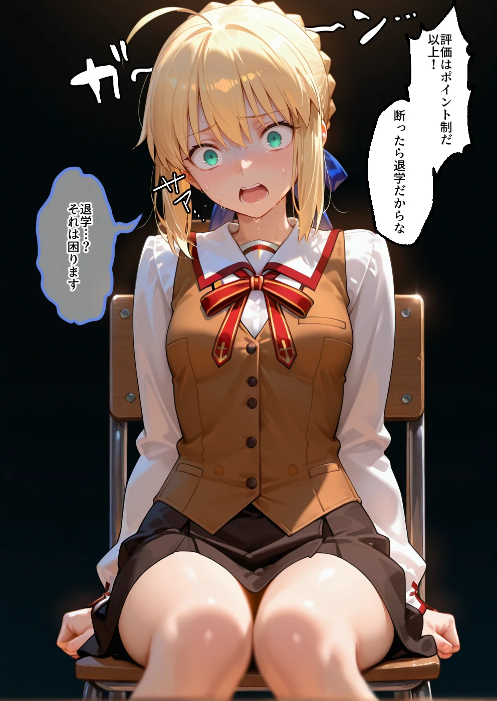 S○Xしないと即退学？ 今日から全員強●性処理部（はーと）中出しでご奉仕ポイント大量GET快楽堕ち凌●学園  フェ〇ト編 辱め・制服・学園もの サンプル9ページ目（えちち工房）