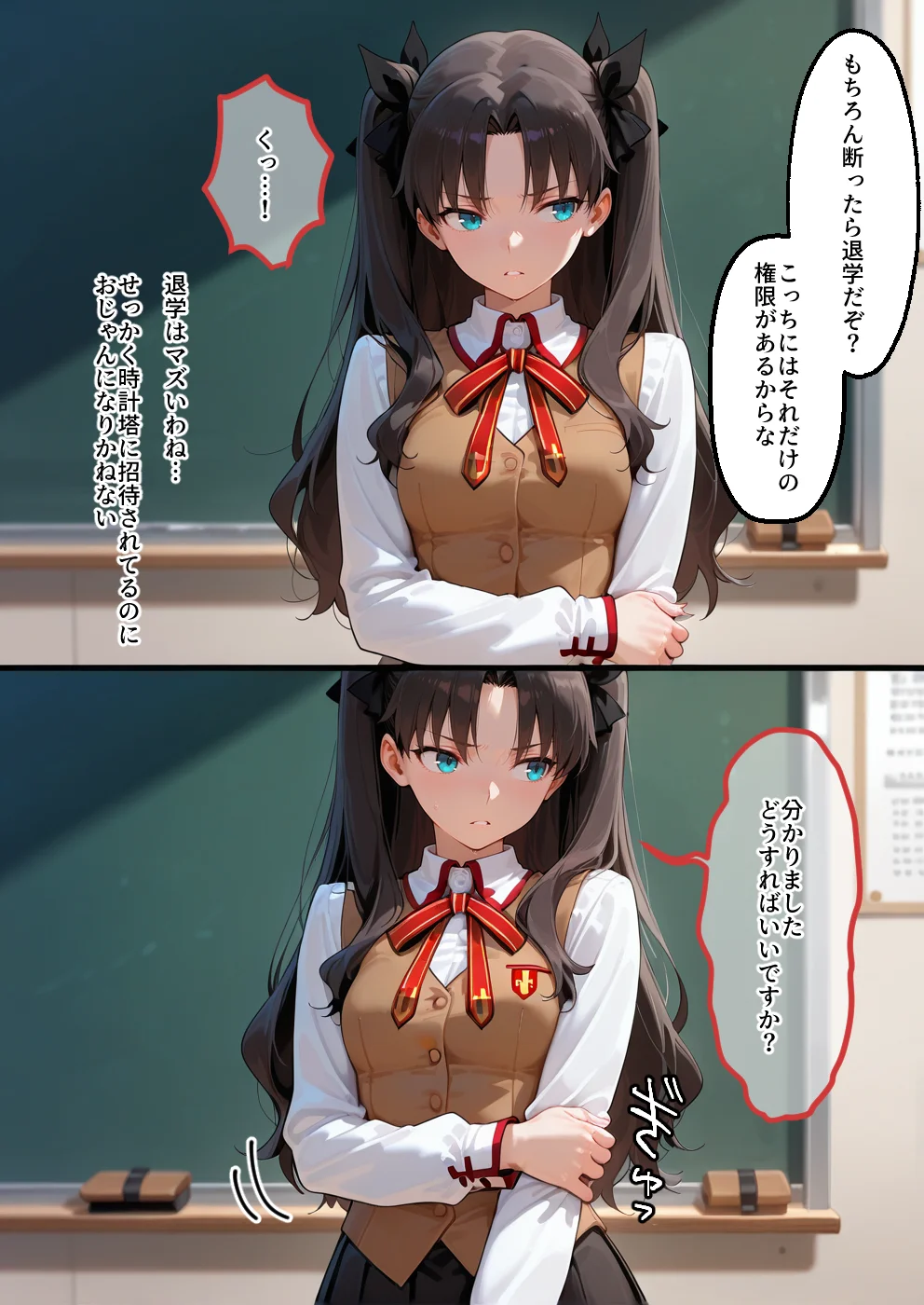 S○Xしないと即退学？ 今日から全員強●性処理部（はーと）中出しでご奉仕ポイント大量GET快楽堕ち凌●学園  フェ〇ト編 辱め・制服・学園もの サンプル13ページ目（えちち工房）