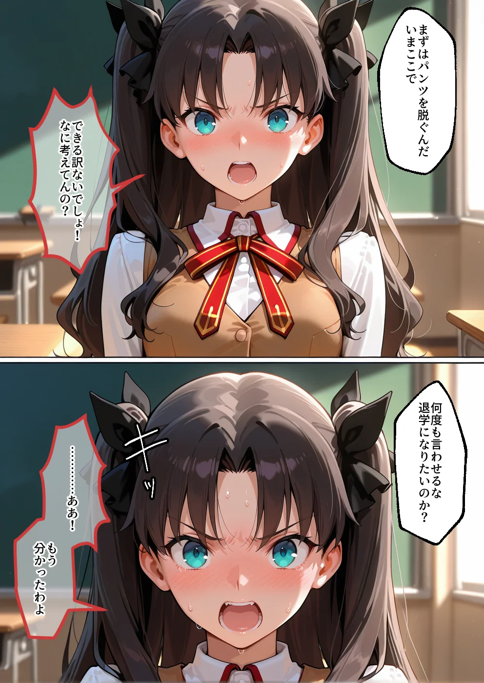 S○Xしないと即退学？ 今日から全員強●性処理部（はーと）中出しでご奉仕ポイント大量GET快楽堕ち凌●学園  フェ〇ト編 辱め・制服・学園もの サンプル14ページ目（えちち工房）