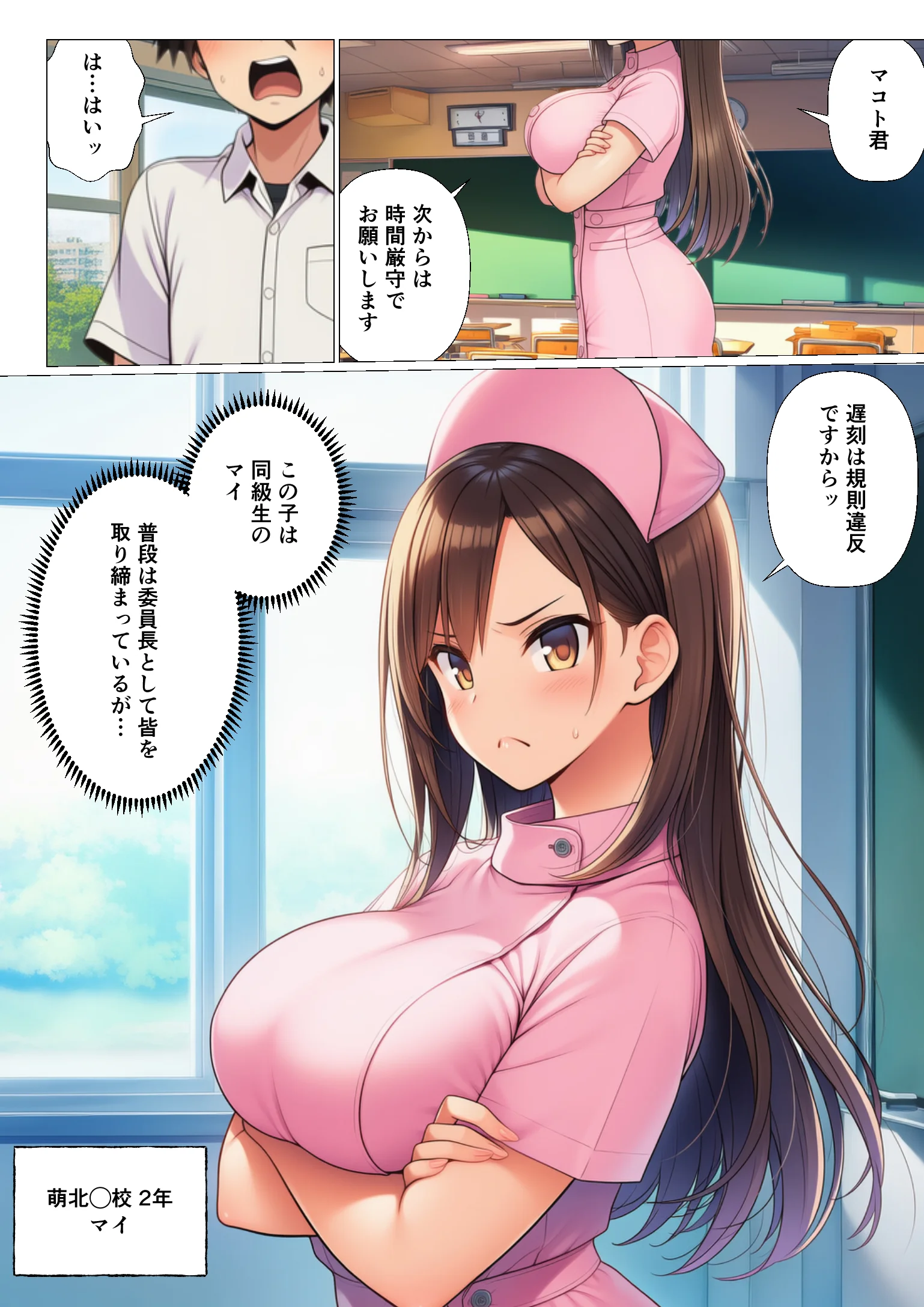 陰キャのオレが転校先で入部したのはコスプレ研究部！？ 処女・学園もの・巨乳 サンプル5ページ目（サークル休館日）
