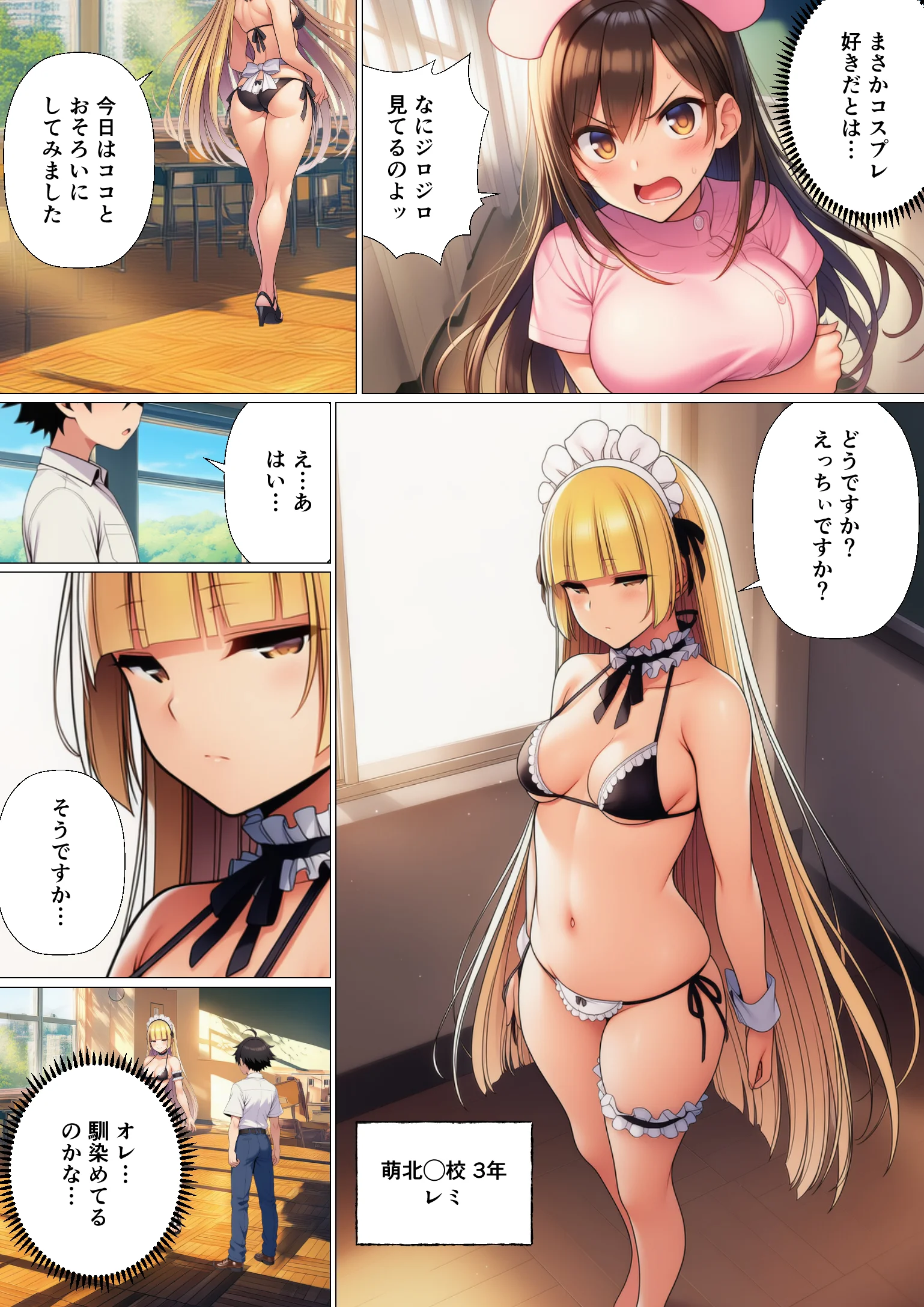 陰キャのオレが転校先で入部したのはコスプレ研究部！？ 処女・学園もの・巨乳 サンプル6ページ目（サークル休館日）