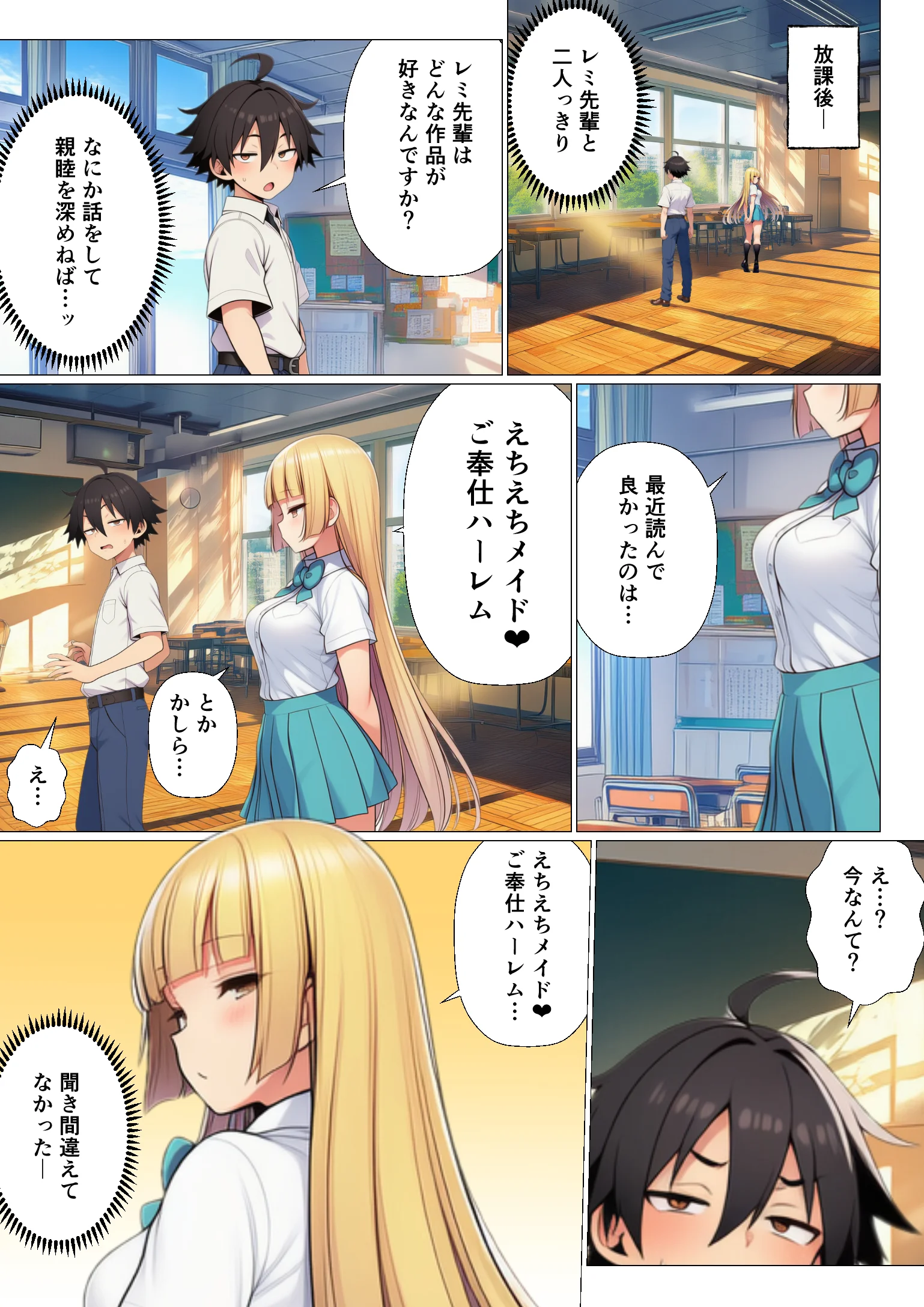 陰キャのオレが転校先で入部したのはコスプレ研究部！？ 処女・学園もの・巨乳 サンプル7ページ目（サークル休館日）