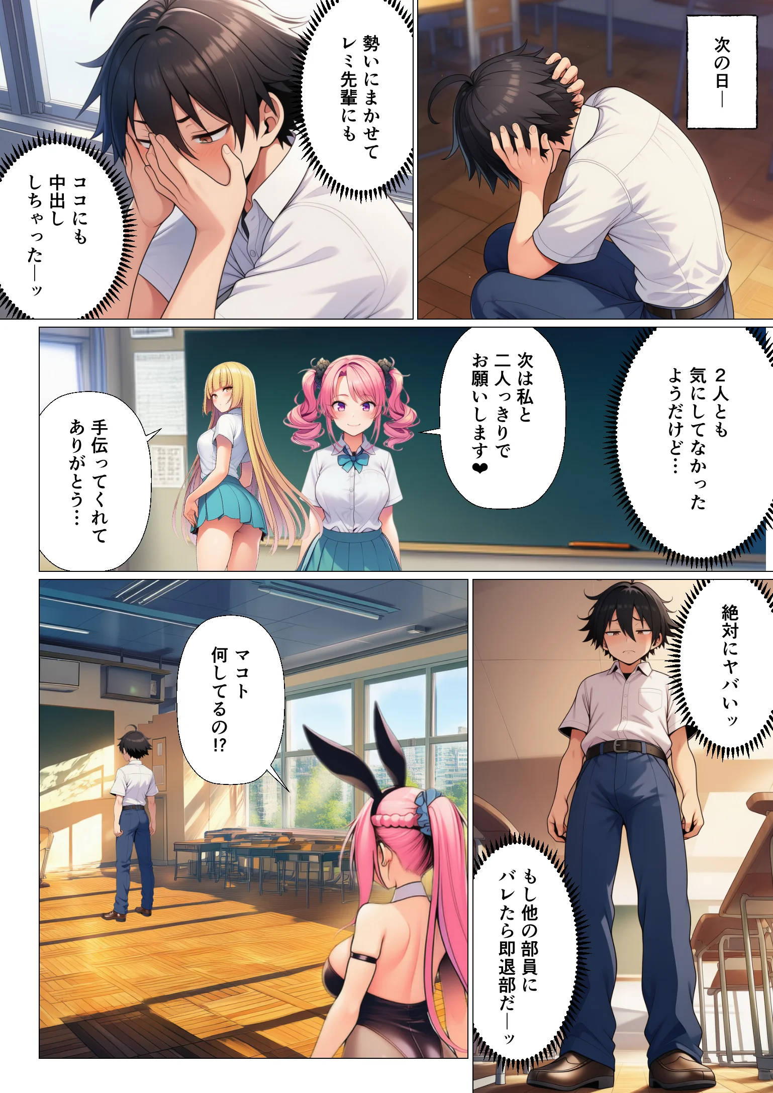 陰キャのオレが転校先で入部したのはコスプレ研究部！？ 処女・学園もの・巨乳 サンプル25ページ目（サークル休館日）
