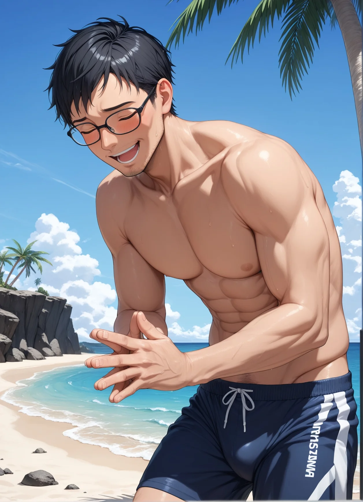 妻が俺のいない間に浜辺でナンパされた件 イラスト・CG集・人妻・主婦・水着 サンプル2ページ目（鮫島猛）