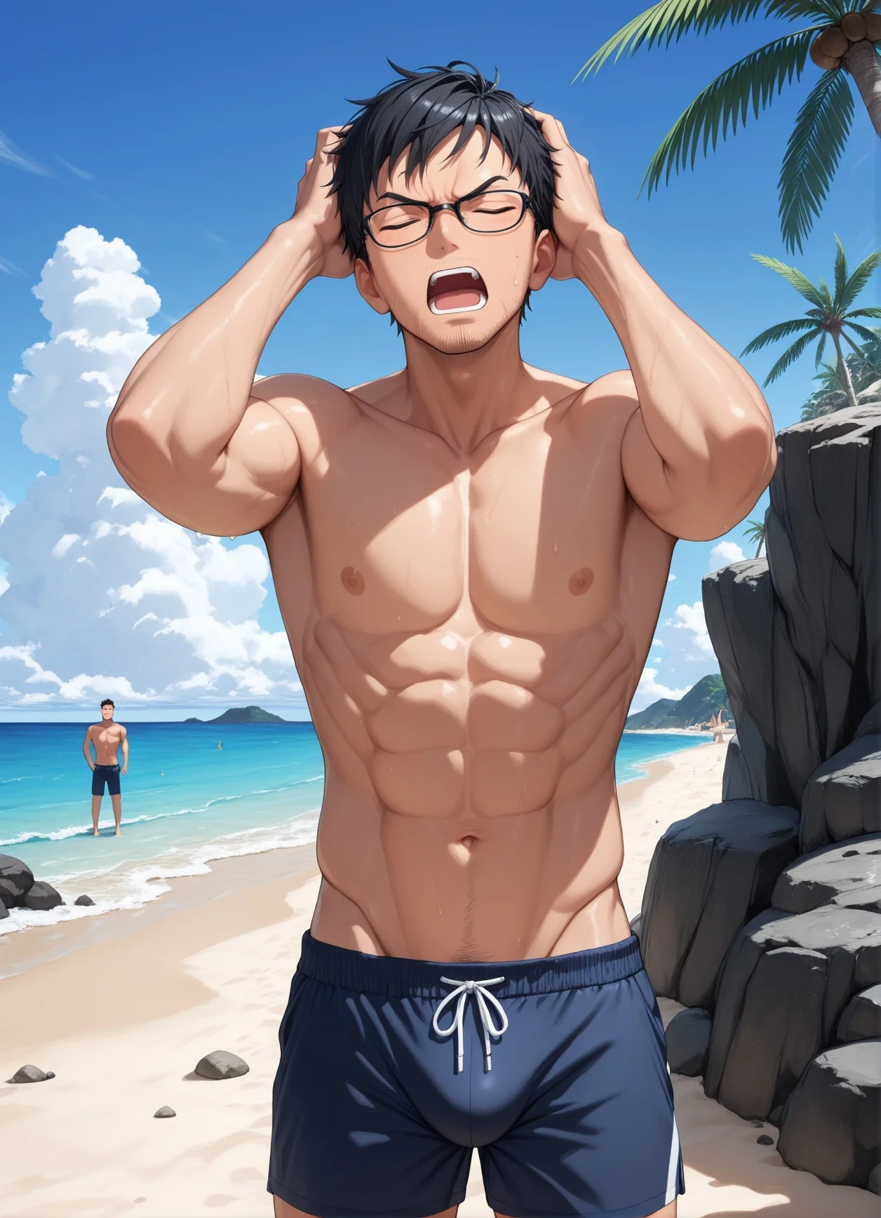妻が俺のいない間に浜辺でナンパされた件 イラスト・CG集・人妻・主婦・水着 サンプル6ページ目（鮫島猛）