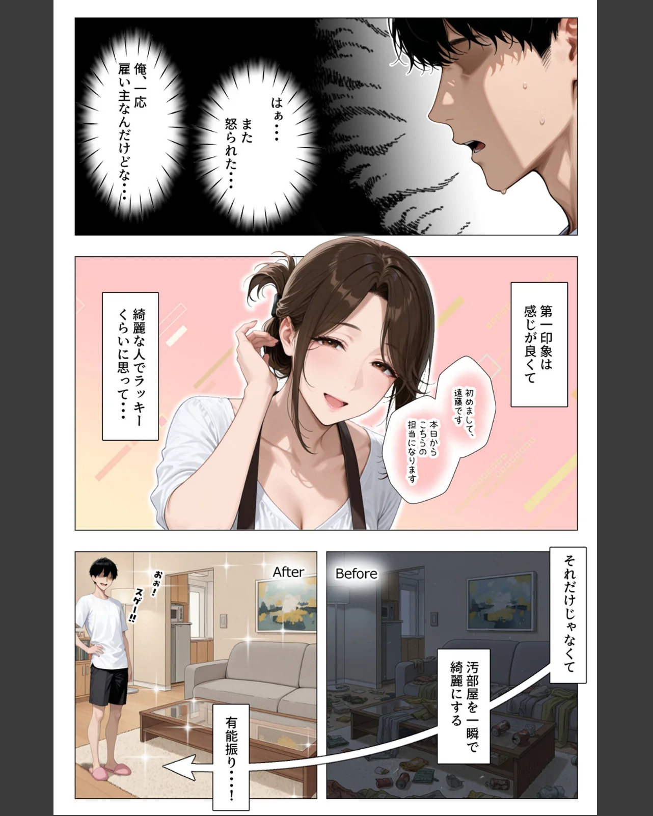 怒ってばかりの綺麗め家政婦さんが実は俺の 第1巻 AI生成 5ページ